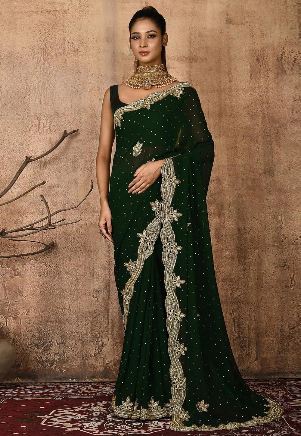 Green Georgette Saree With Blouse 248265