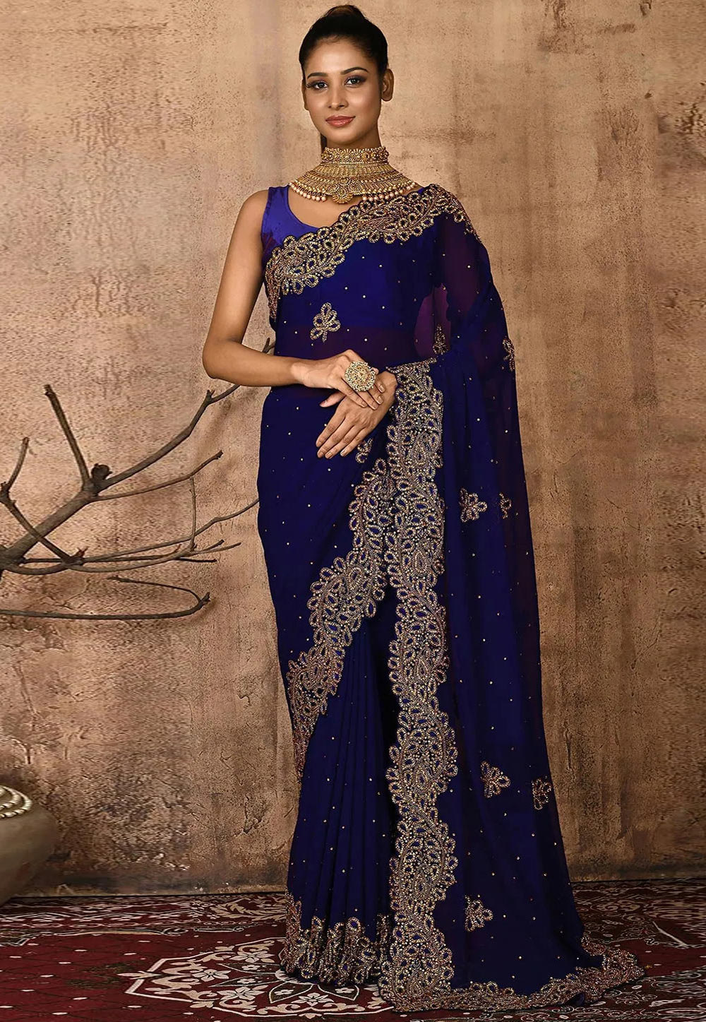Blue Georgette Saree With Blouse 248269