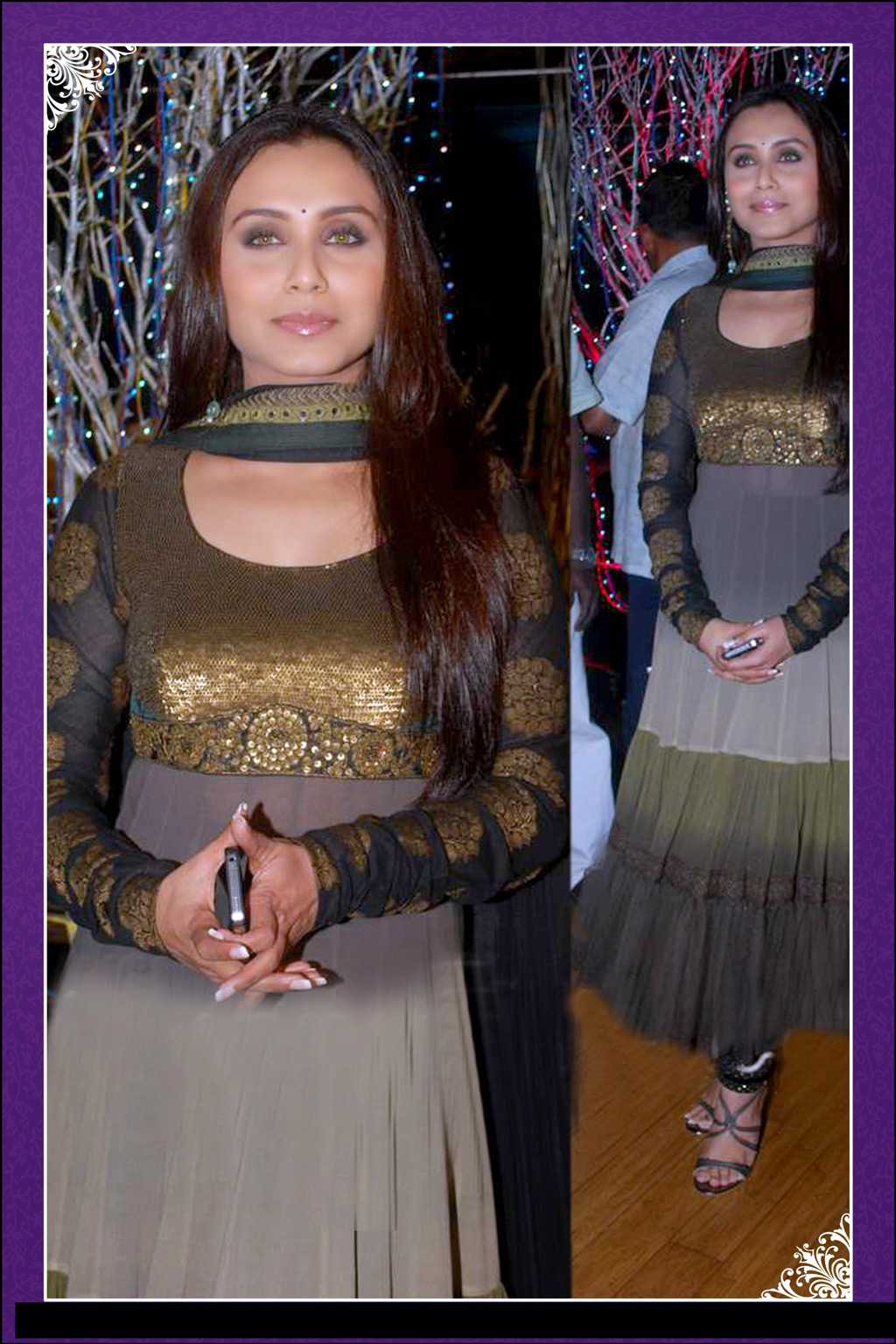Rani Mukerji Brown and Grey Georgette Long Suit 32750