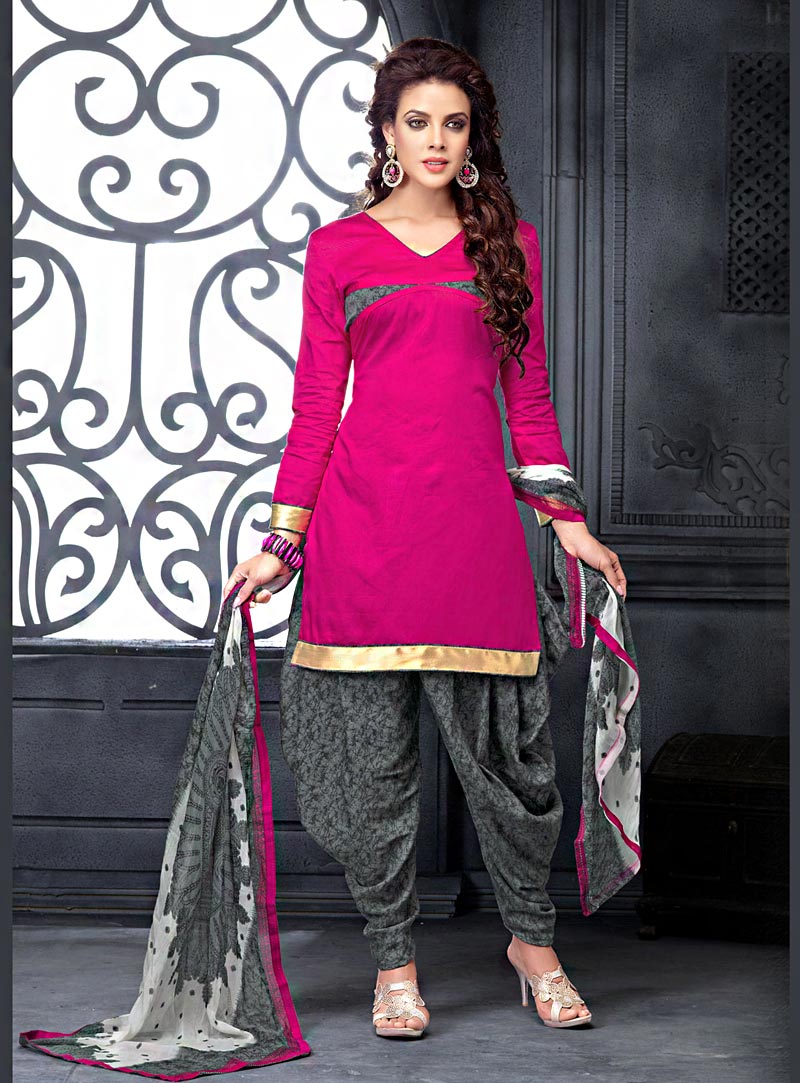 Pink Cotton Patiala Suit 70024
