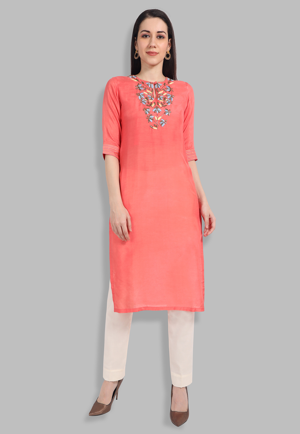 Buy Mevika Peach Kurti With Pant And Dupatta Online at Best Prices in India  - JioMart.