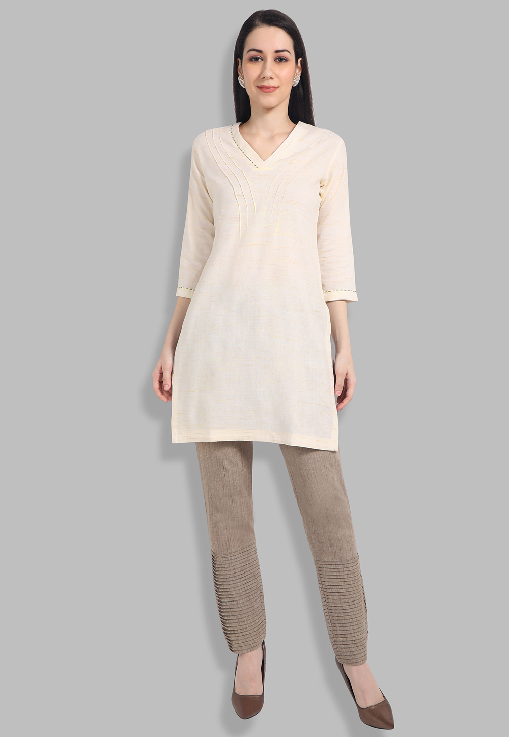 Casual Wear Half Sleeve SHY-1045KR Designer White Color Straight Kurta,  Wash Care: Machine wash at Rs 343 in Surat