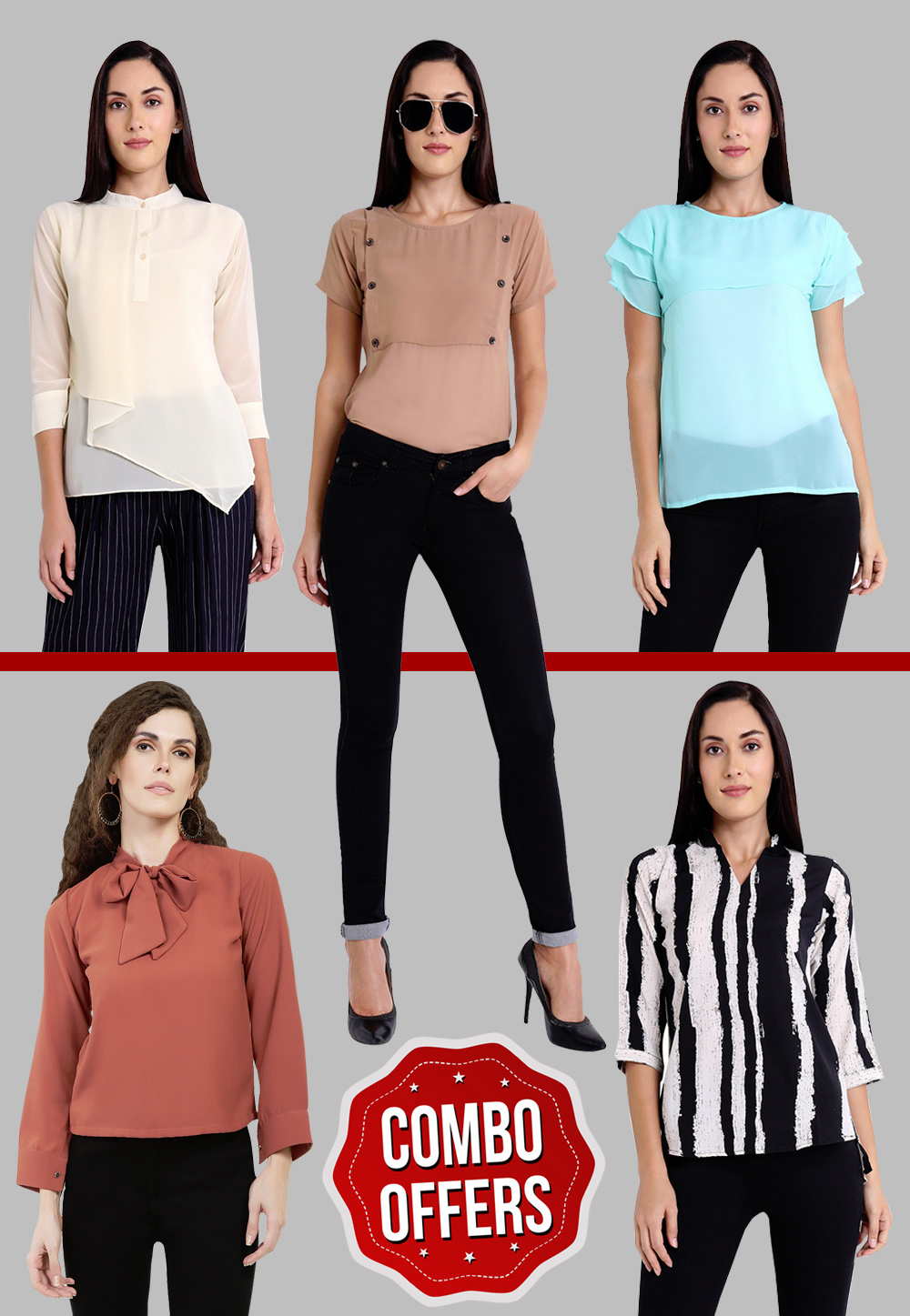 Combo Casual Top For Women-PACK OF 5 267404