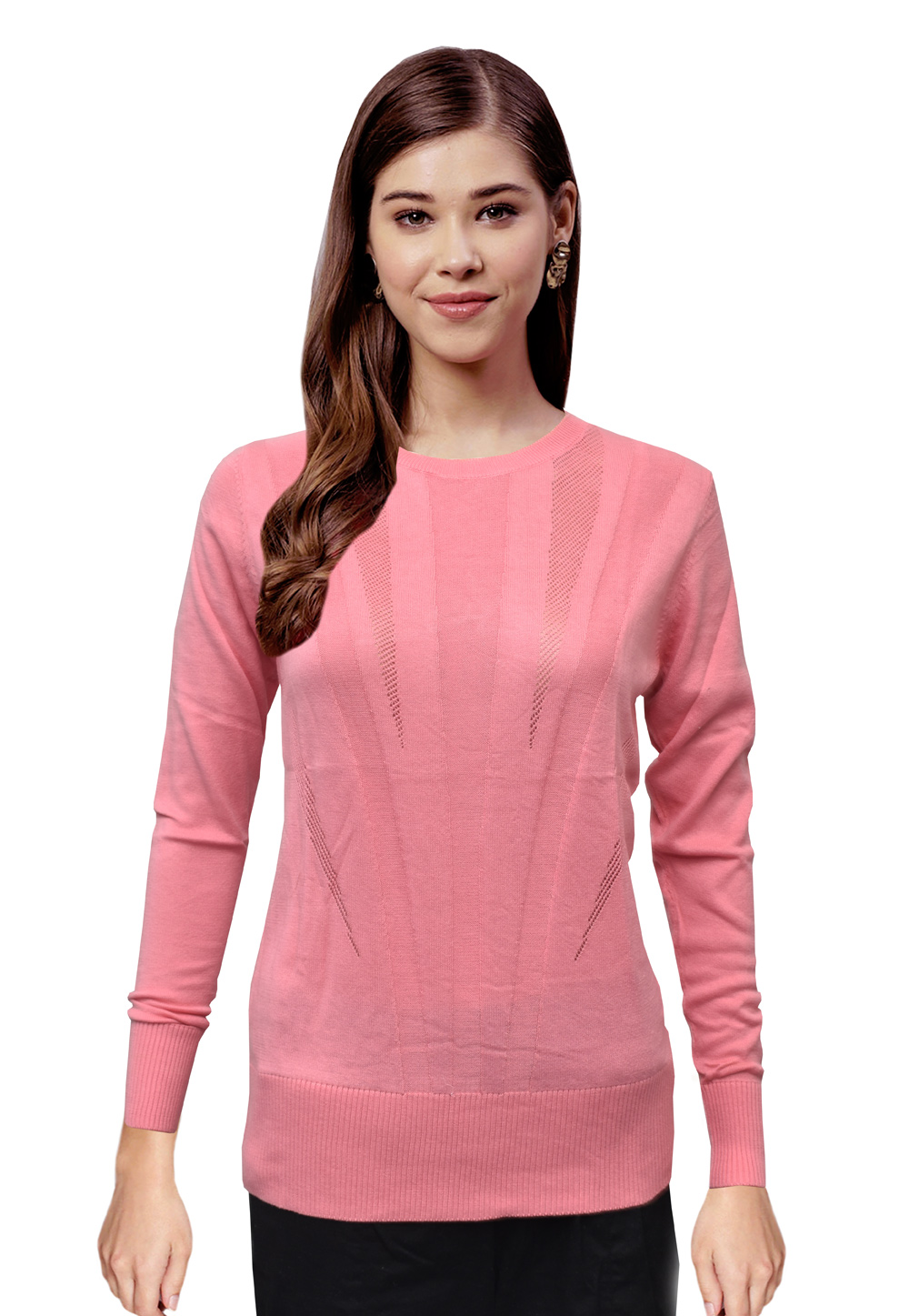 Pink Woolen Knitted Tops 214256
