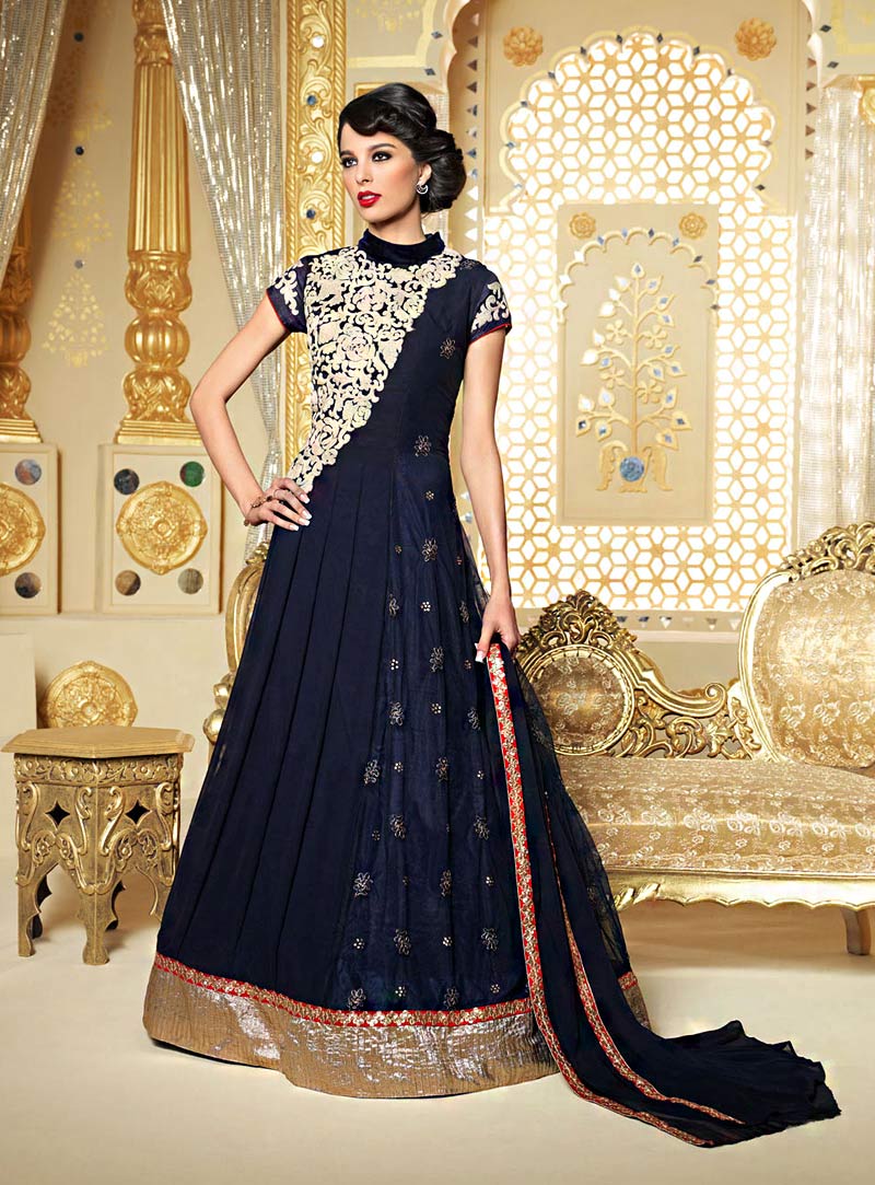 Giselli Monteiro Navy Blue Faux Georgette Bollywood Suit 69951