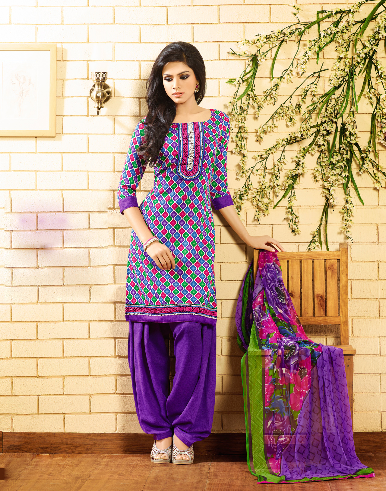 Purple Pashmina Printed Patiala Salwar Kameez 39515