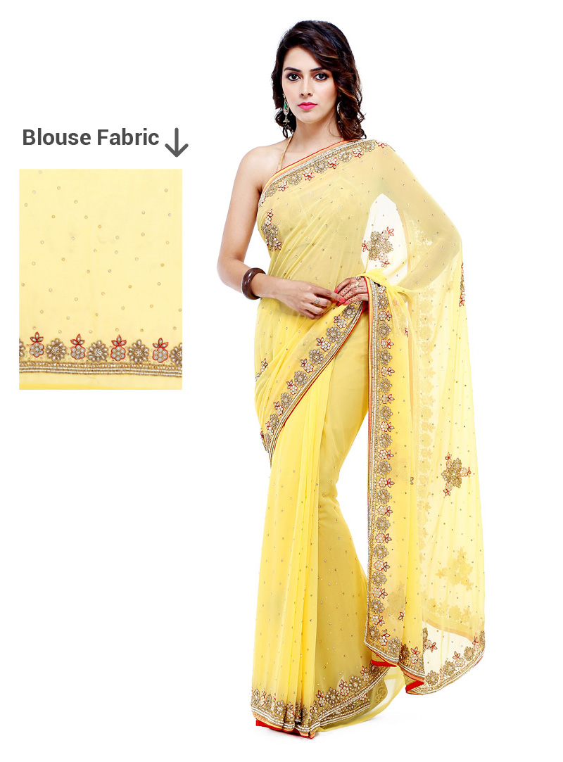 Yellow Georgette Saree With Blouse 88864