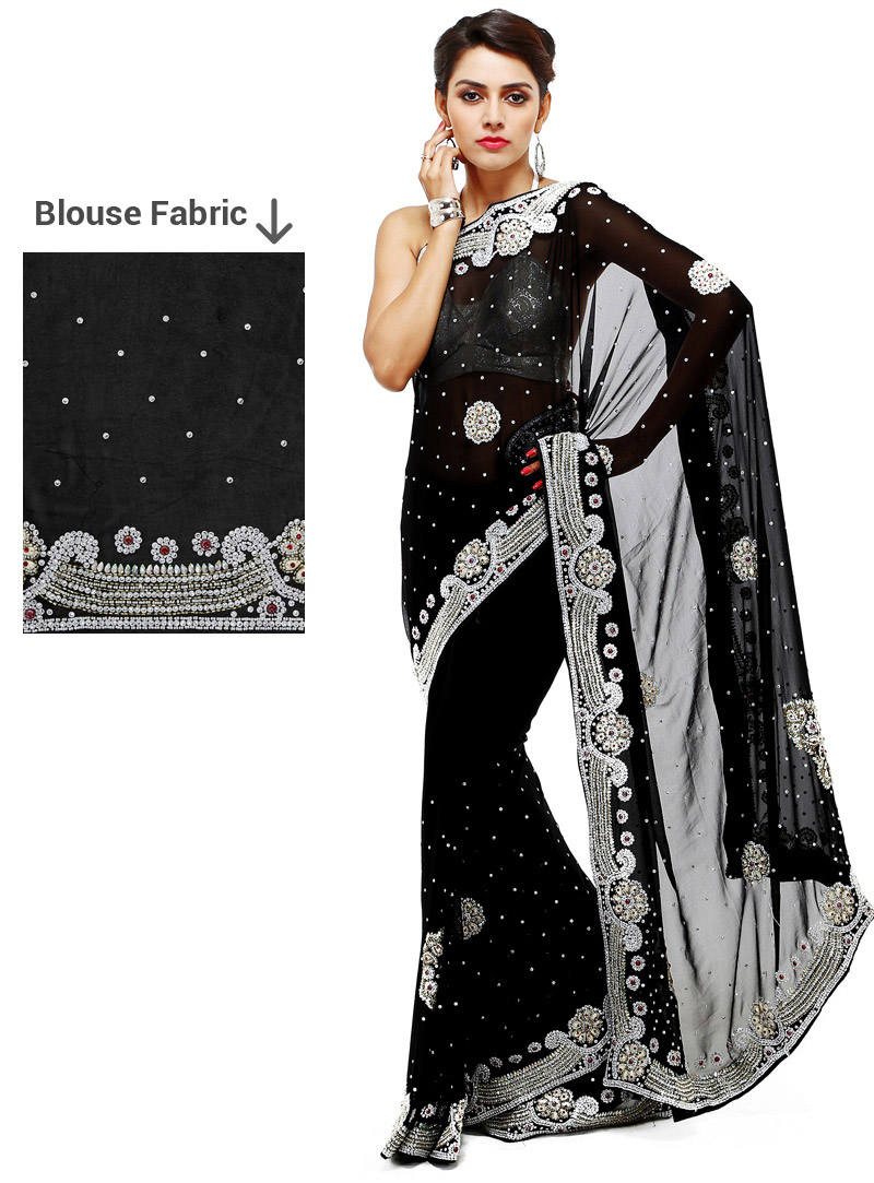 Black Georgette Saree With Blouse 88897