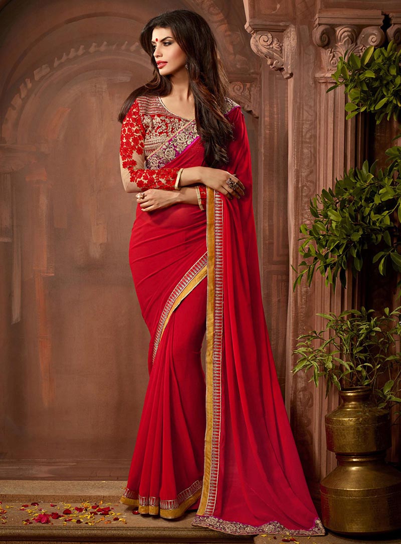 Maroon Georgette Party Wear Saree 66961