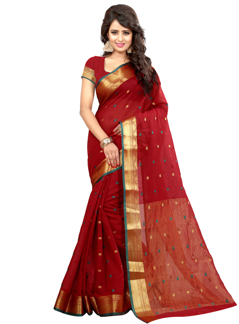 Red Art Silk Saree With Blouse 121388