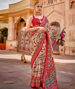 Banarasi Off White Saree - Bollywood Fashion Australia