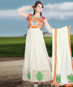 Latest Designer off White Anarkali Frock Suits Style