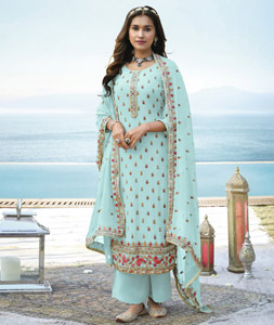 Blue and sky blue punjabi clearance suit