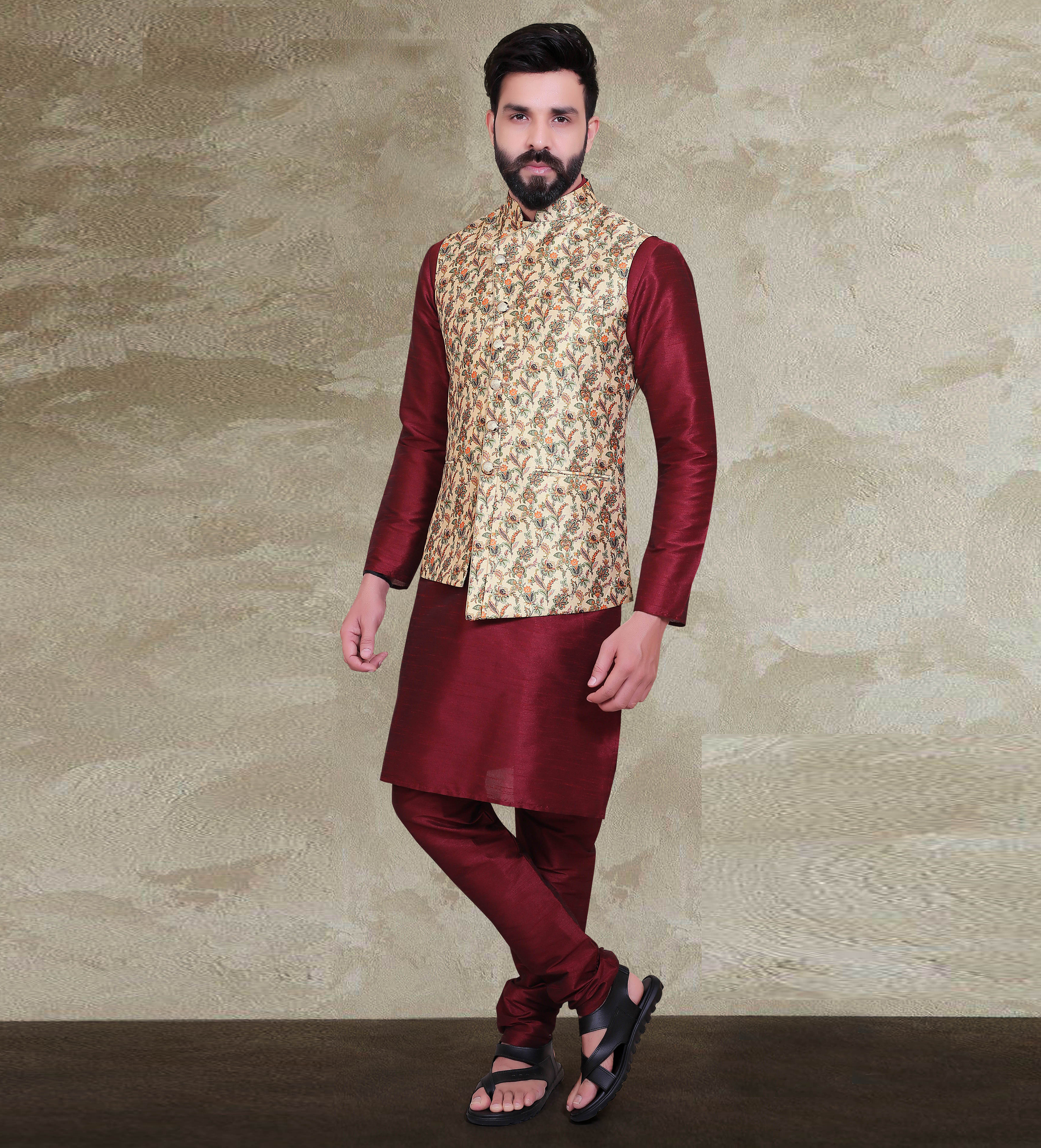 maroon plain linen stitched kurti - siyani - 2938284