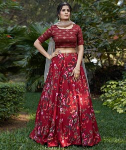 Buy Maroon Chikankari Festive Ethnic Wear Lehenga Set for Women