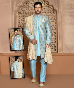 Sky blue sherwani for on sale groom