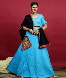 Indian online Shop for Blue Color Half Saree Lehenga at Wholesale Price -  Kloth Trend