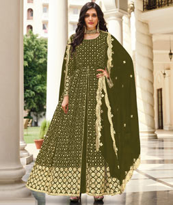 Shamita Shetty Mehendi Green Color Georgette Fabric Wonderful Sharara Suit  | lupon.gov.ph
