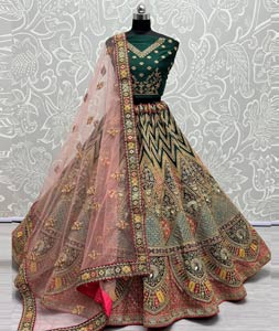 Pista Green Organza Circular Lehenga Choli 211783