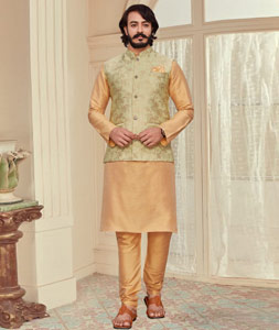 Golden kurta best sale white pajama