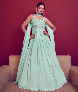 Indian Virasat Women Sea Green Embellished Maxi Dress  Absolutely Desi