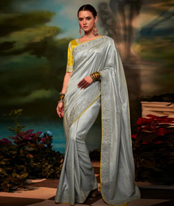 Grey Silk Saree With Blouse 256554