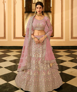 Pink Party Lehenga Choli in Embroidered Organza - LC5632