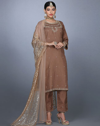 Shree Fabs S-229 Brown color Salwar Kameez pakistani Embroidered Designer  Party Wear suit