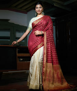Maroon Banarasi Silk Saree With Blouse  11AO0670Y4  Indian Silk House  Agencies