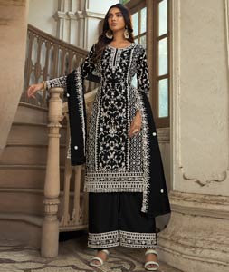 Buy White Net Embroidery Palazzo Suit Party Wear Online at Best Price