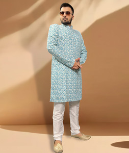 Sky Blue Kurta Pajama for Men Buy Sky Blue Kurta Pajama Online at