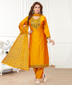 Yellow Golden Gorgeous Designer Pant Style Suit - Indian Heavy