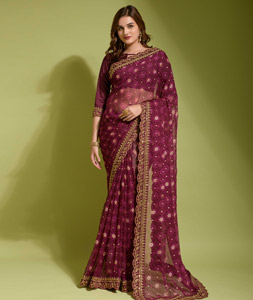 Buy Wine Sarees for Women by Saree mall Online