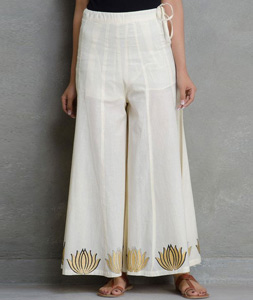 Off White Cotton Readymade Palazzo Pant 217235