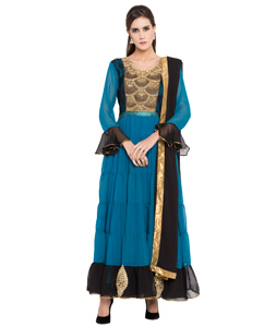 Blue Georgette Readymade Anarkali Suit 238568