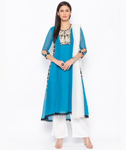 Blue Georgette Readymade Palazzo Suit 223468