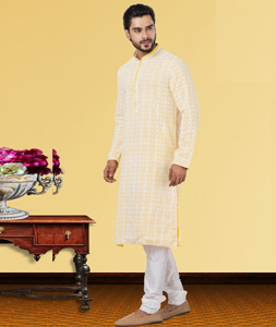 Cream Georgette Kurta Pajama 249770