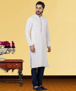 Off White Georgette Kurta Pajama 249772