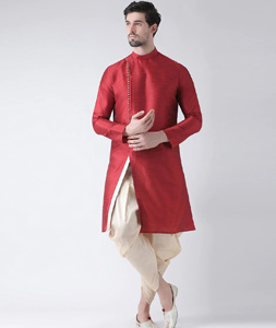 Maroon Art Silk Dhoti Kurta 235006