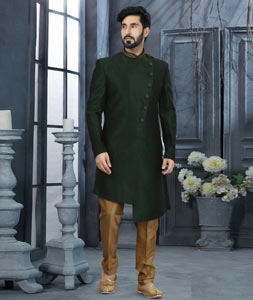 Green Silk Indo Western Sherwani 251559