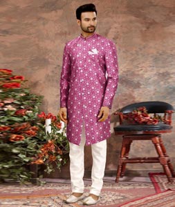 Pink Jacquard Indo Western Sherwani 251560