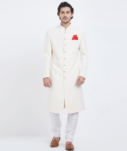 Off White Viscose Sherwani 231347