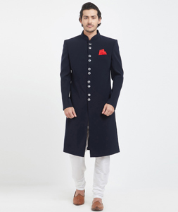 Navy Blue Viscose Sherwani 231348