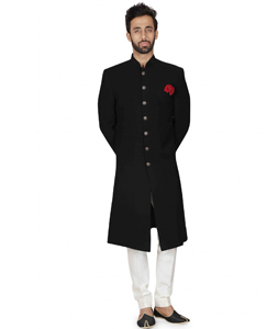 Black Viscose Sherwani 231352