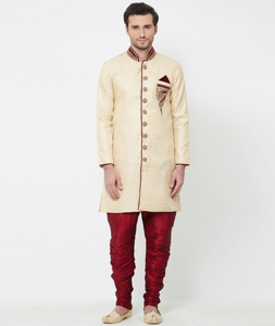 Cream Brocade Indo Western Suit 231354