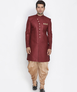 Maroon Viscose Dhoti Sherwani 235184