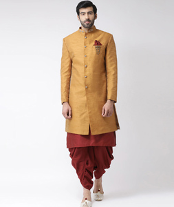 Orange Silk Indo Western Kurta 235185
