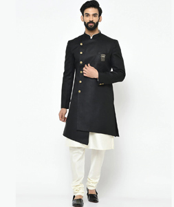 Black Viscose Indo Western Kurta 235205