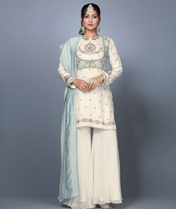 Cream Silk Sharara Suit 271225