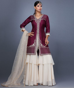 Purple Silk Pakistani Suit 271231